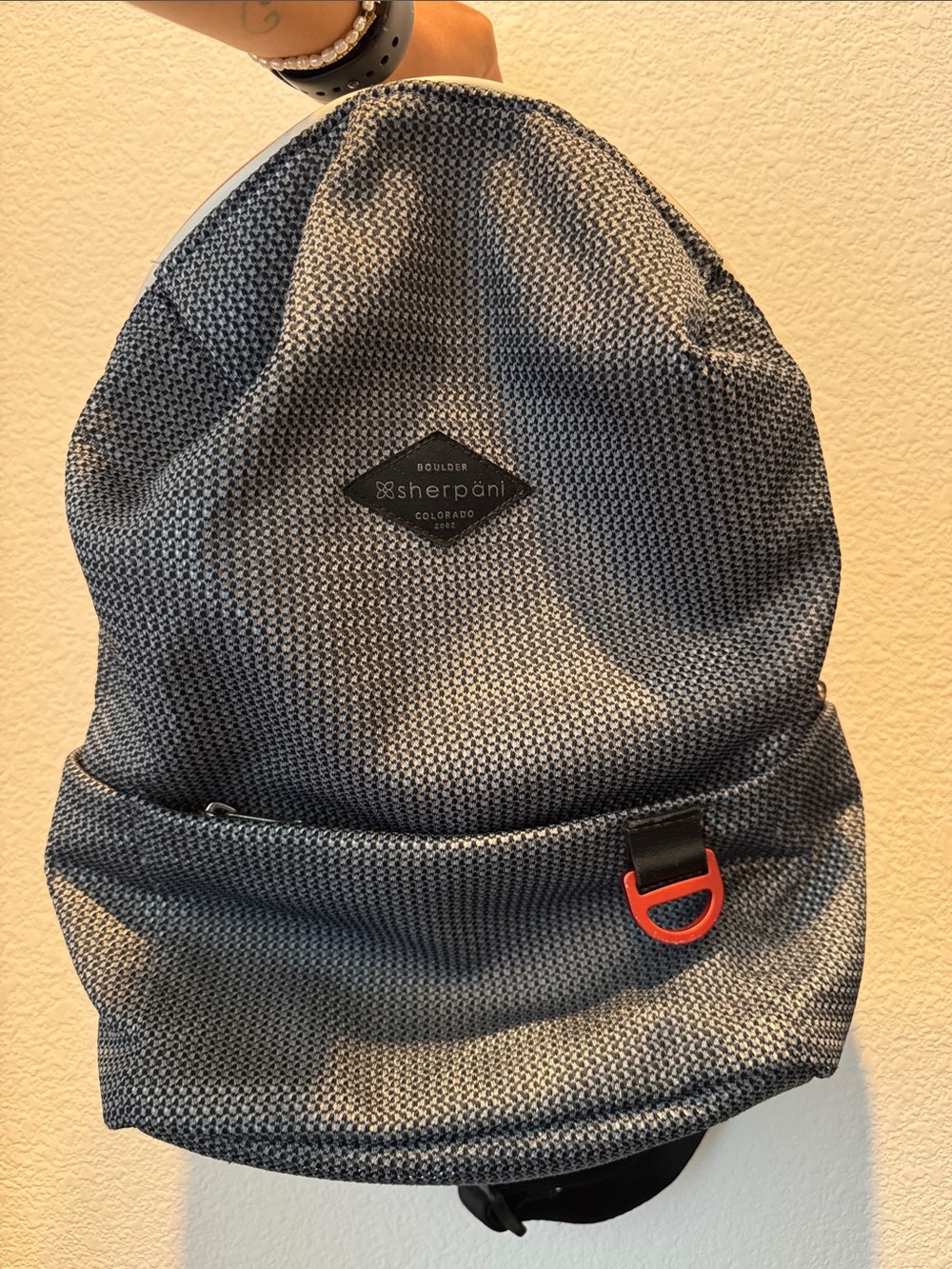 Sherpani Men's Gray Textured Backpack with Red Accent